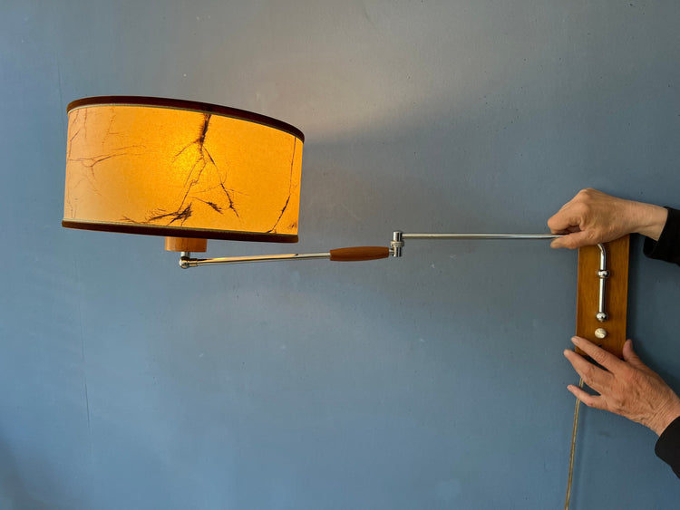 Swing Arm Wall Lamp - Mid Century Teak Wall Lamp - Vintage Sconce