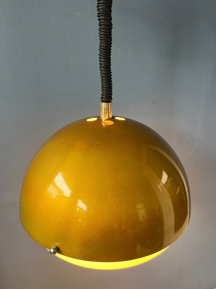 Gold Sparkle Mid Century Pendant Lamp - Space Age Hanging Lamp - Metallic Moon Light Fixture