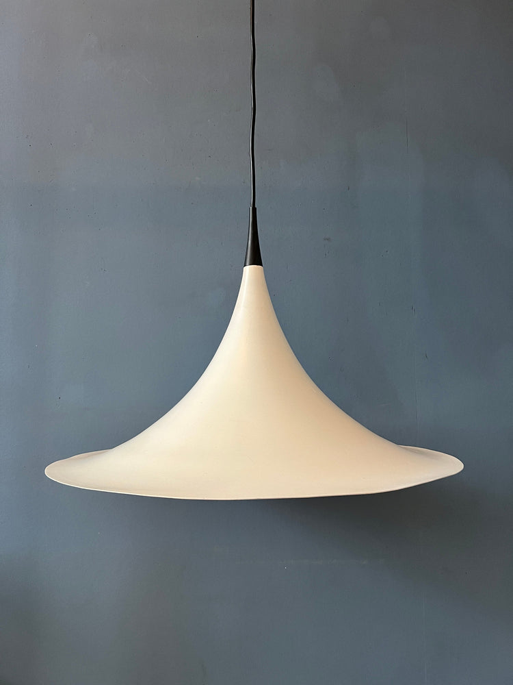 Mid Century Danish White Space Age Witch Hat Pendant Lamp