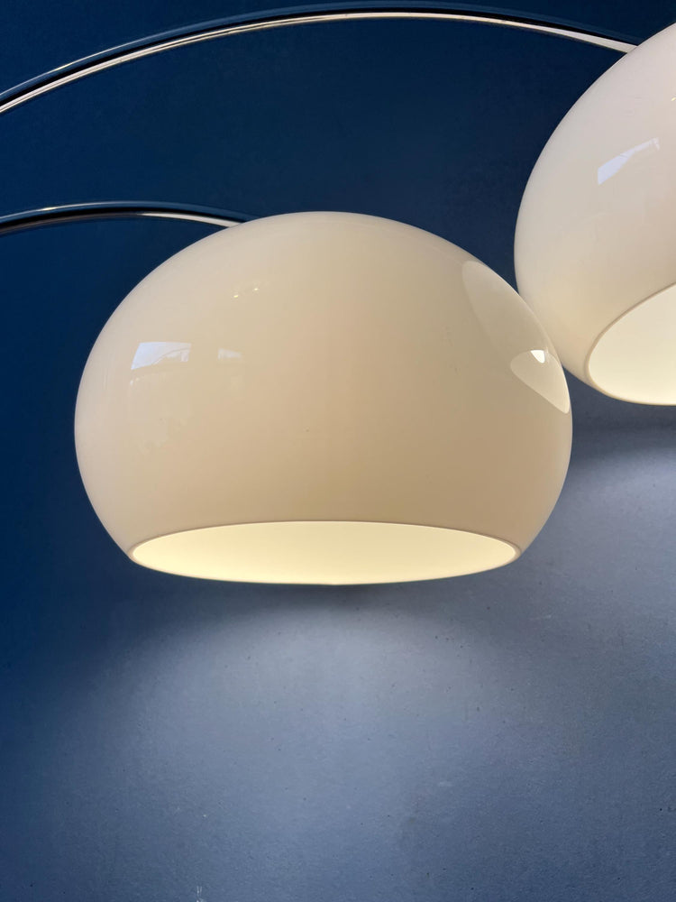 White Dijkstra Double Arc Space Age Mushroom Floor Lamp