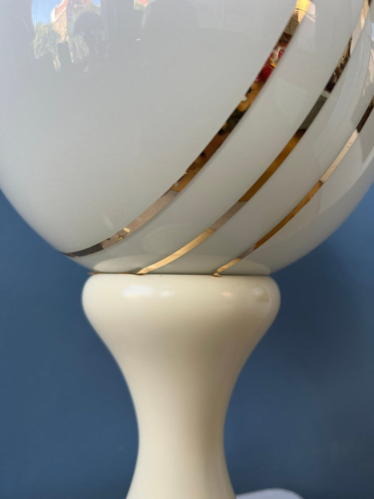 White Opaline Glass Space Age Table Lamp