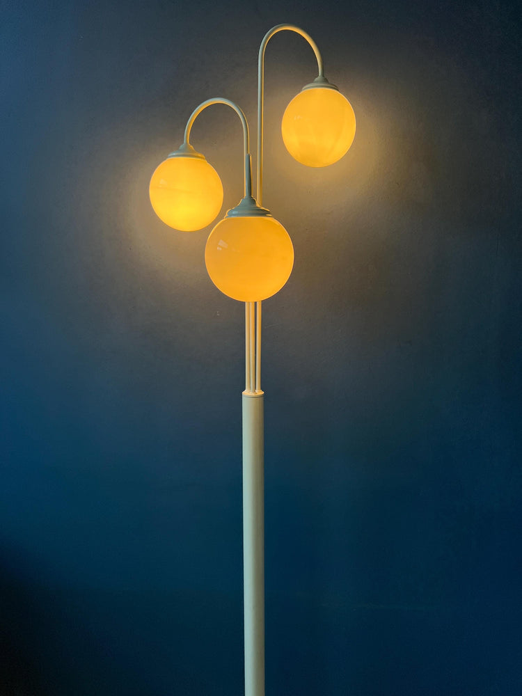 Vintage Three Milk Glass Shades Space Age Floor Lamp