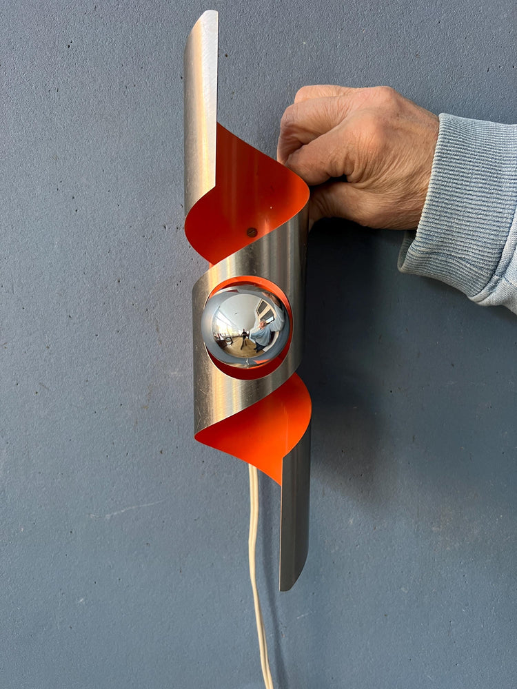 Vintage 'Twisted' Polam Space Age 'Wokkel' Wall Lamp