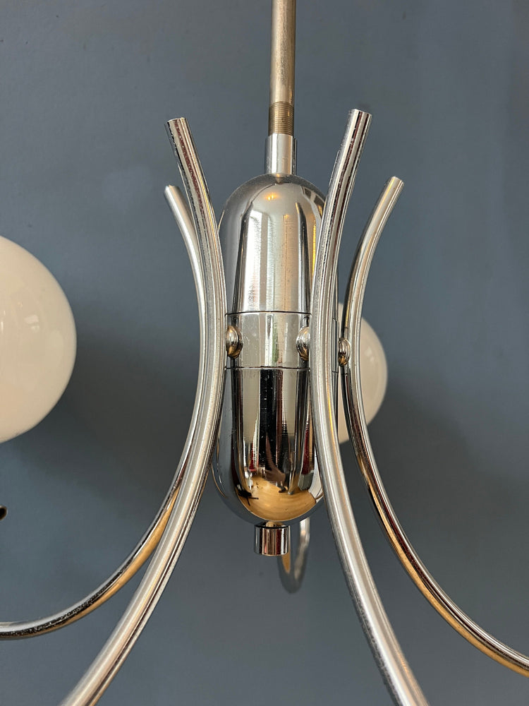 Sputnik Space Age Opaline Glass Chandelier Light Fixture