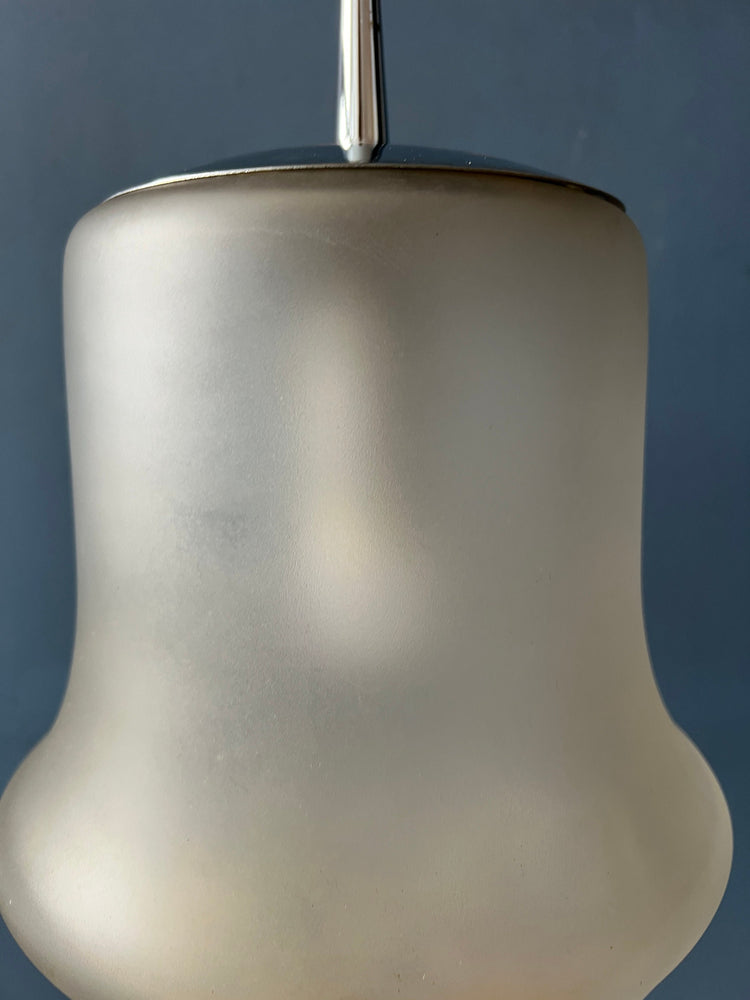 Mid Century Peill & Putzler Frosted Glass Hanging Lamp