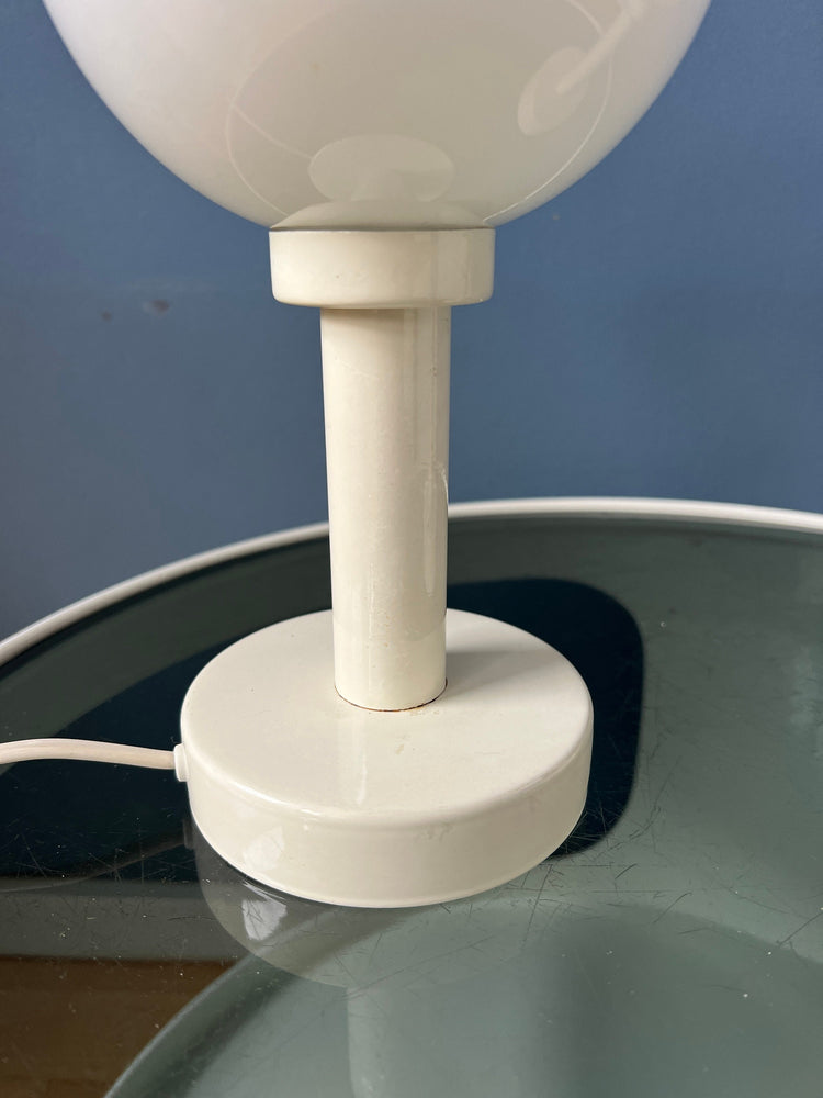 Set (2) of White Space Age Opaline Glass Table Lamps