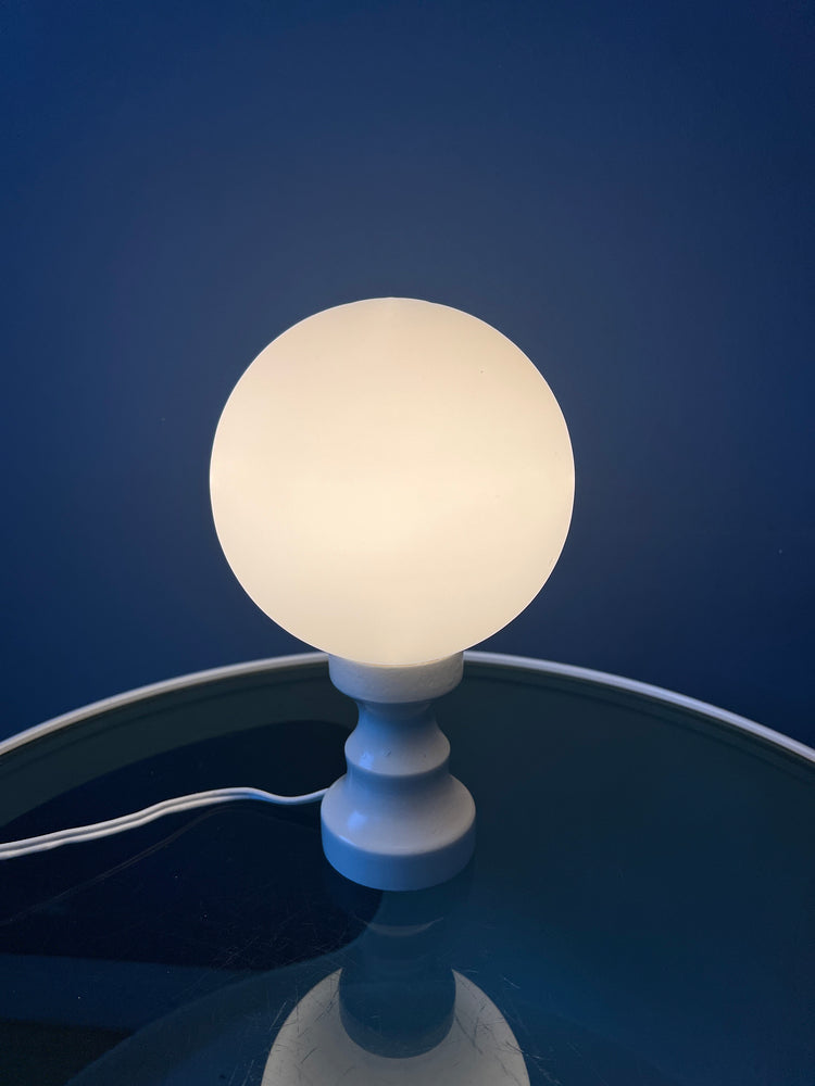White Space Age Opaline Glass Table Lamp