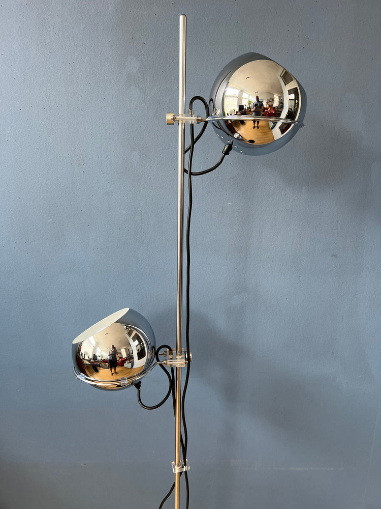Chrome Eyeball Floor Lamp - GEPO Space Age Standing Light - Mid Century Lamp