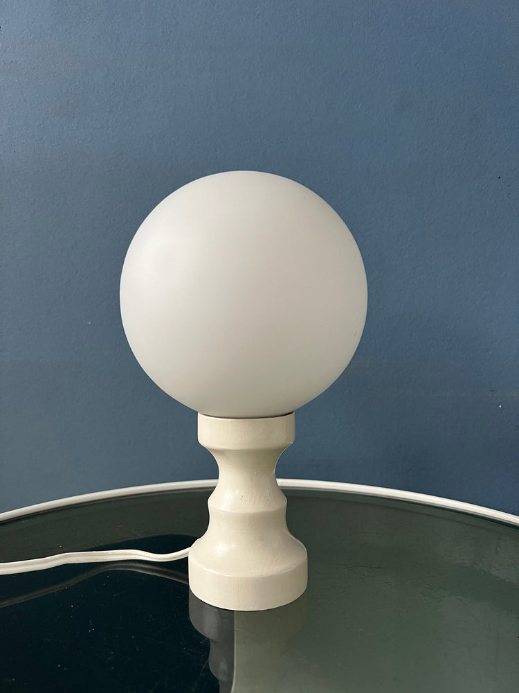 White Space Age Opaline Glass Table Lamp