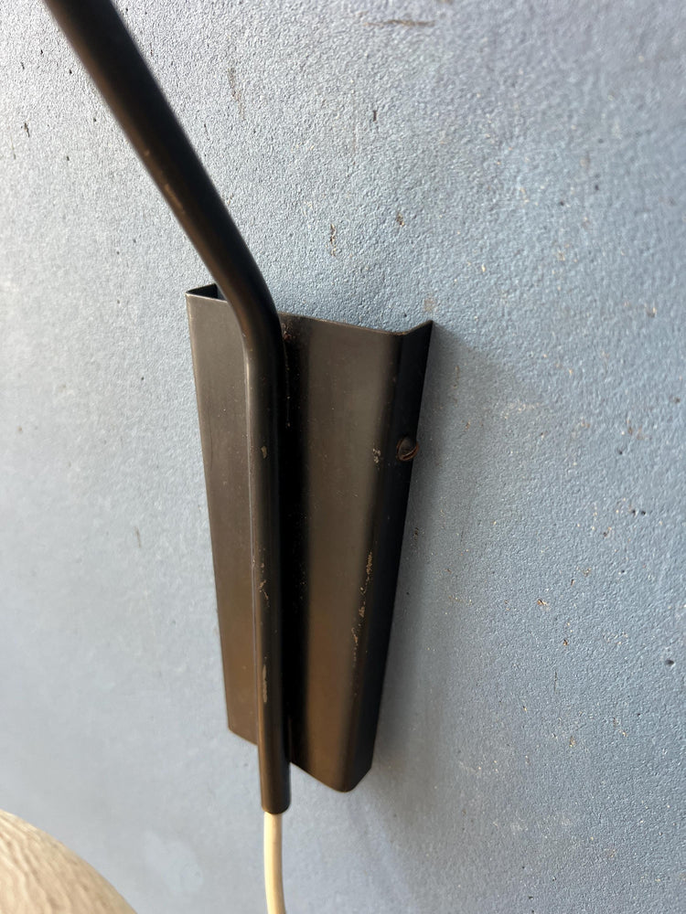 Mid Century Rod Wall Lamp with Spider Web Glass Shade