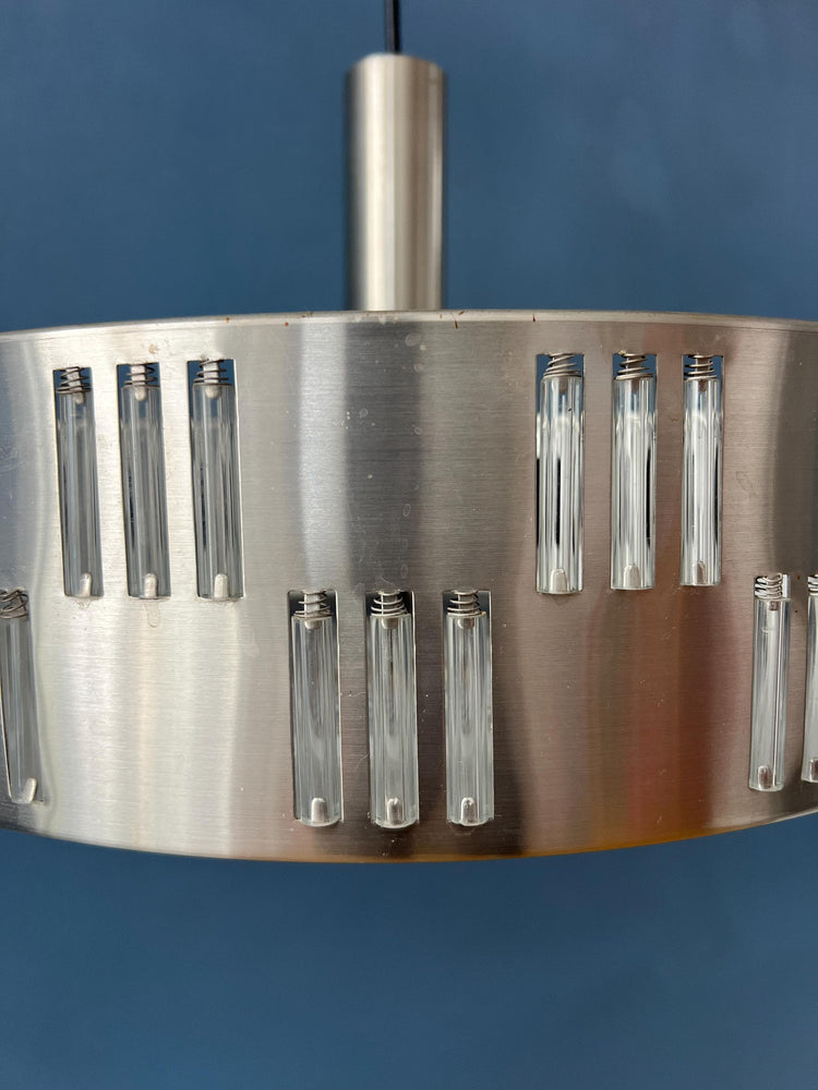 Mid Century UFO Pendant Lamp With Crystal Glass