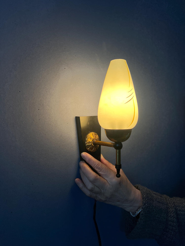 Vintage Mid Century Glass Wall Sconce
