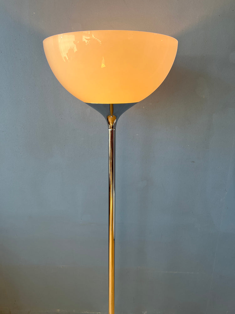 Mid Century Guzzini Space Age Floor Lamp with White Acrylic Shade