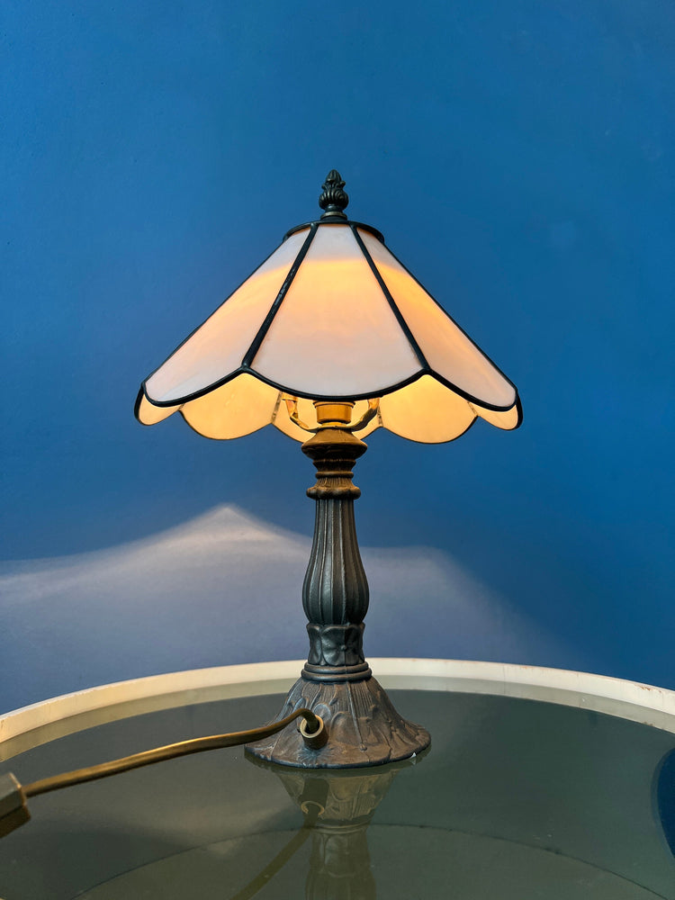 Small Stained Glass Tiffany Art Deco Table Lamp