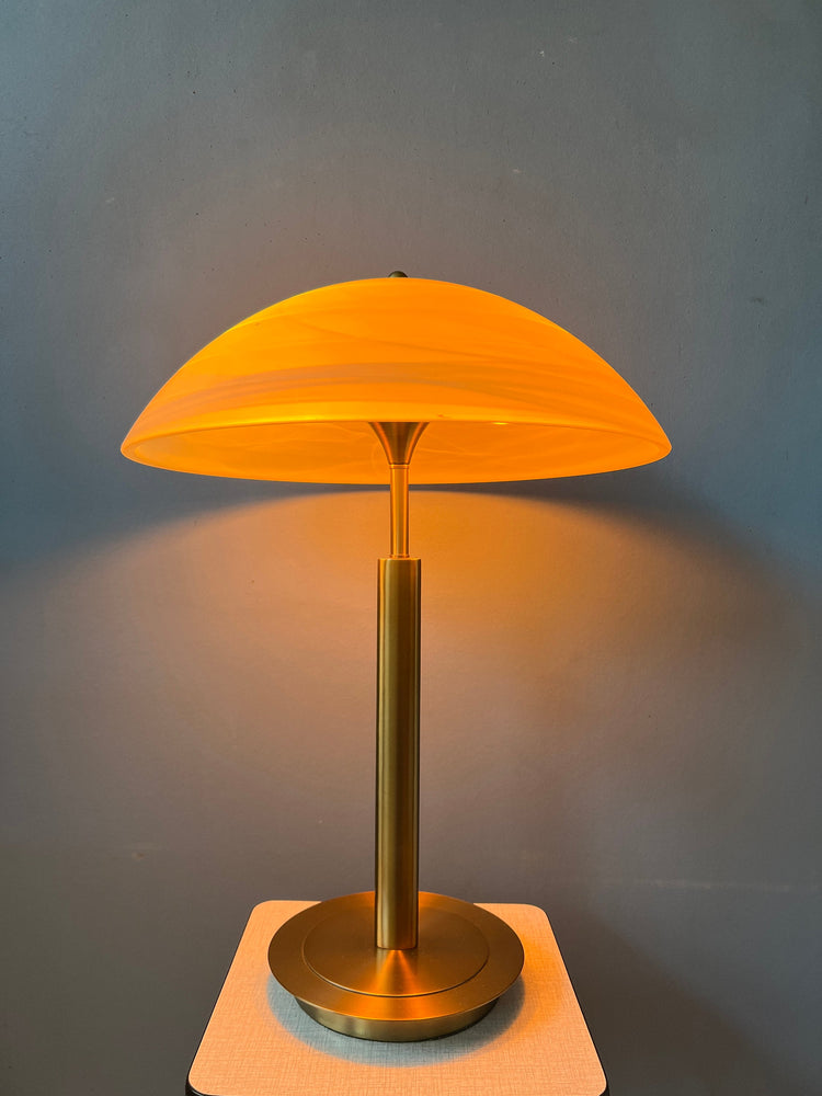 Post Modern Mushroom Table Lamp - Art Nouveau Glass Table Lamp - Metal Desk Lamp