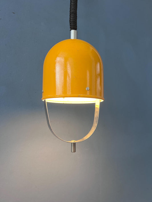 Vintage Yellow Space Age Pendant Lamp, Mid Century Modern Hanging Light