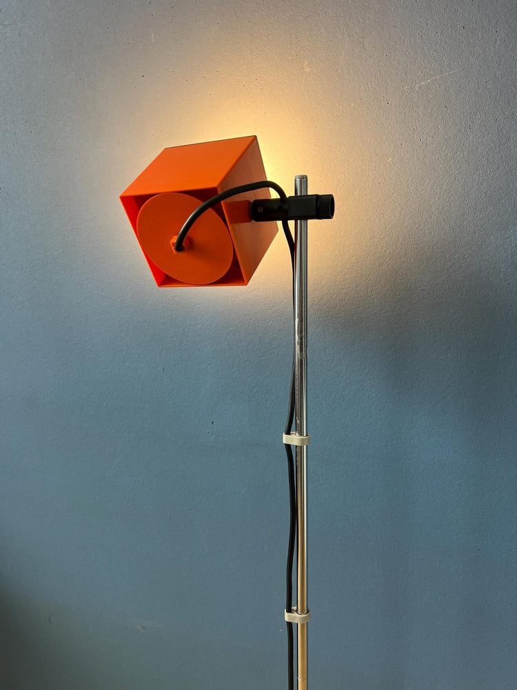 Small Vintage Orange Philips Space Age 'Cube' Floor Lamp