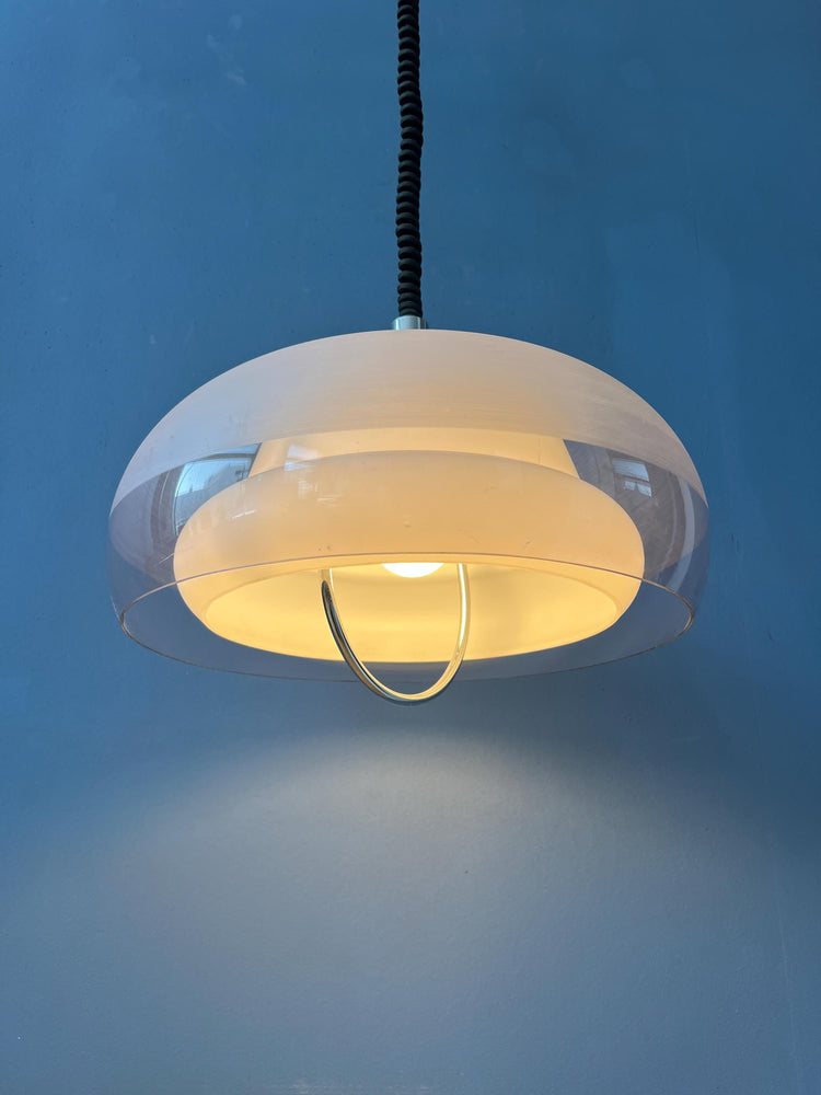Mid Century Clear Acrylic Glass UFO Space Age Pendant Lamp