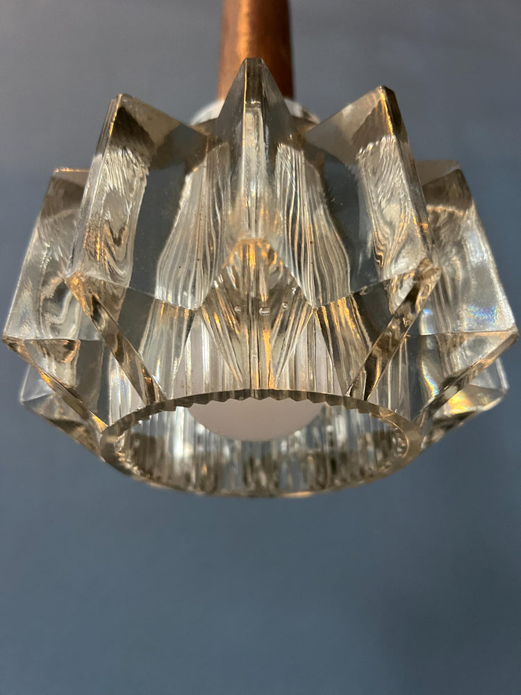 Small Mid Century Crystal Glass Pendant Lamp