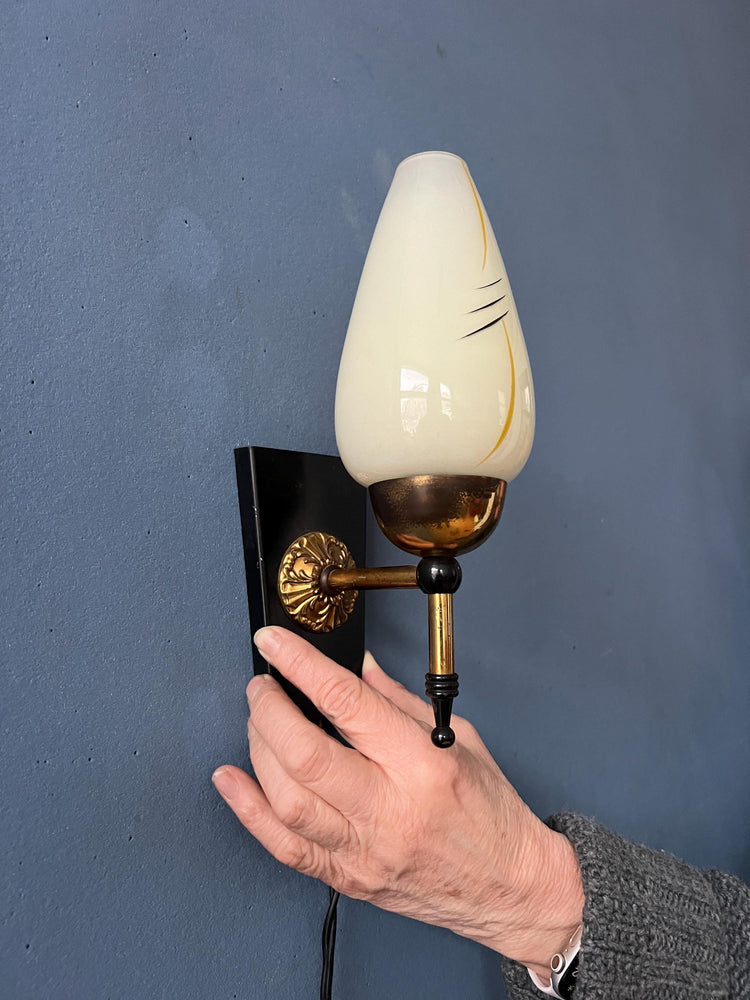 Vintage Mid Century Glass Wall Sconce