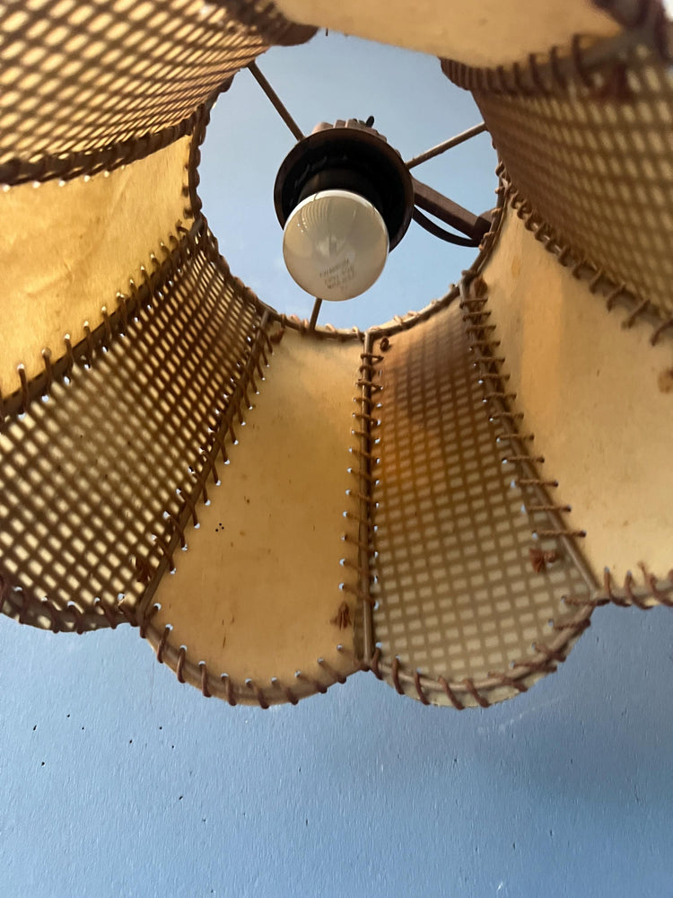 Vintage Teak Wood Scissor Wall Lamp with Traditional Fabric Shade