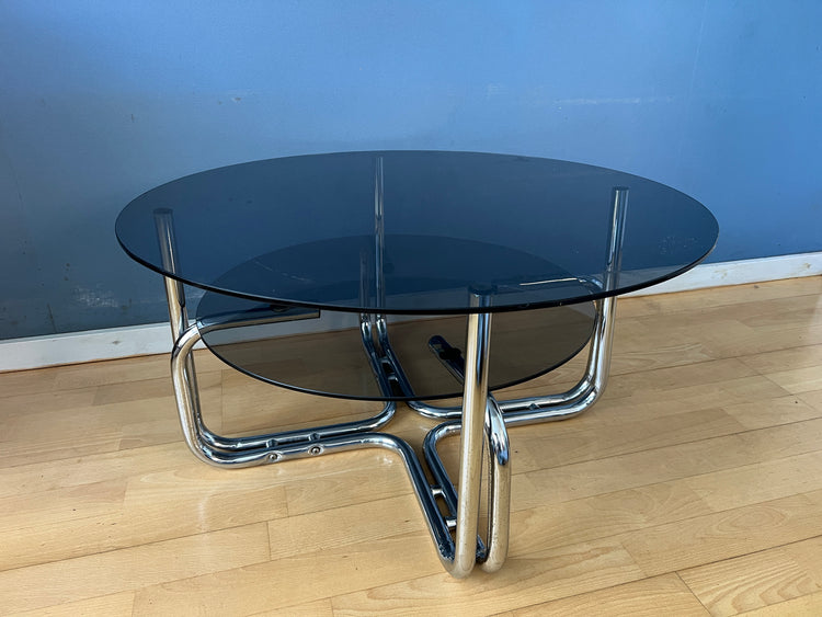 Smoked Glass Chrome Space Age Coffee Table