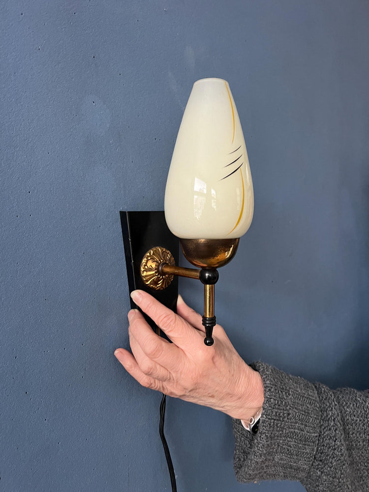 Vintage Mid Century Glass Wall Sconce