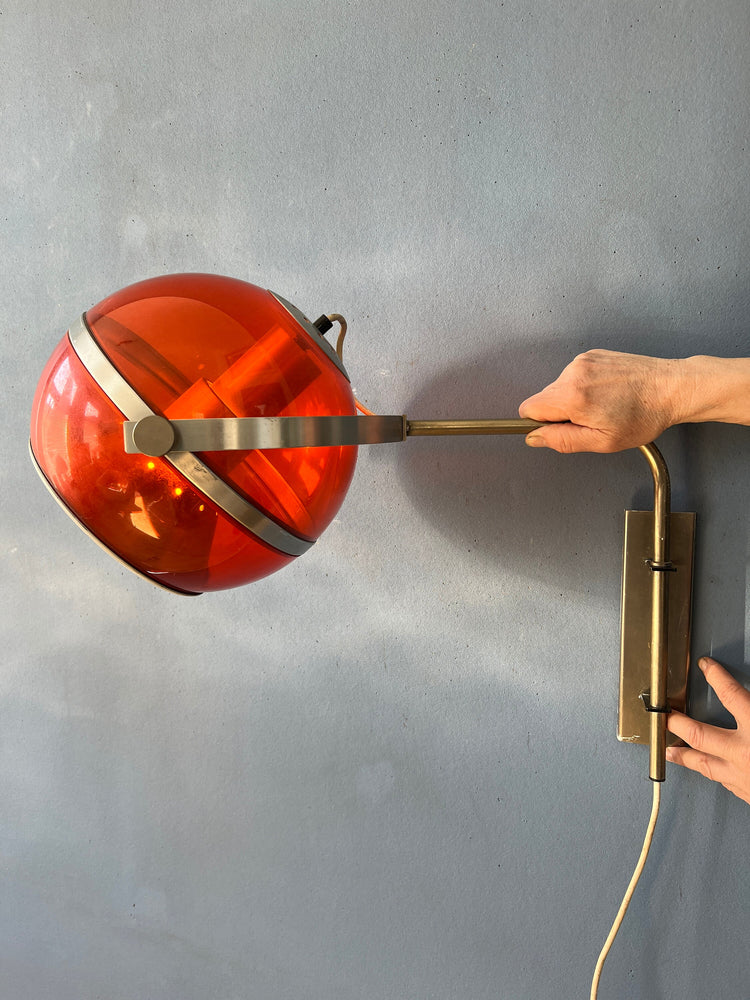Vintage Orange Dijkstra Globe Space Age Wall Lamp