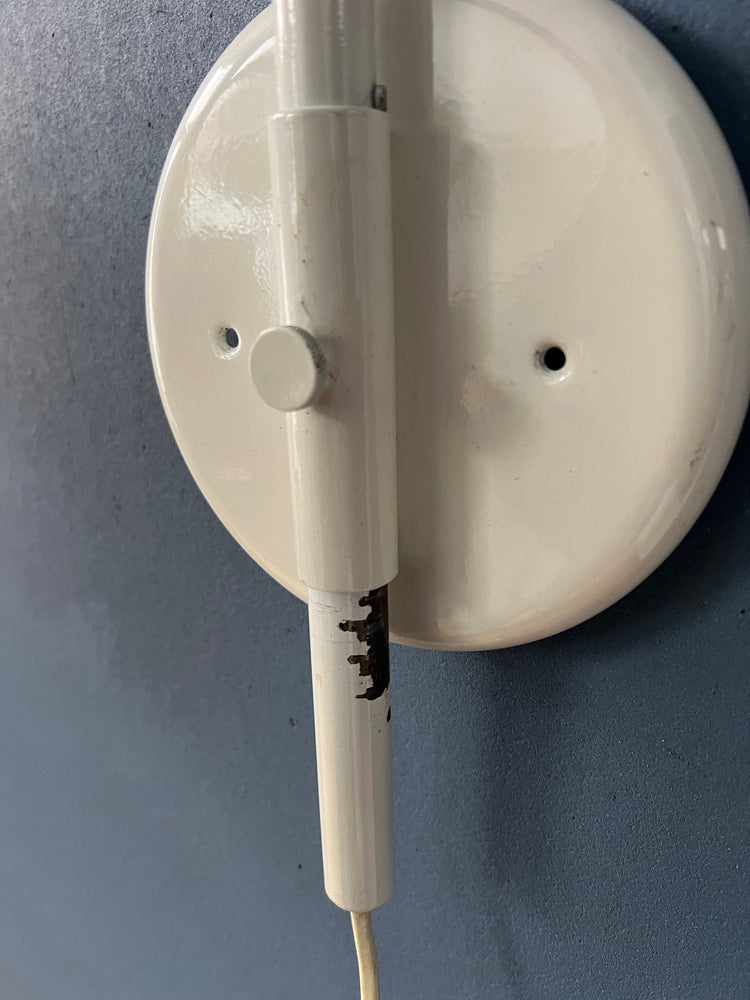White Mid Century Herda Space Age Arc Wall Lamp