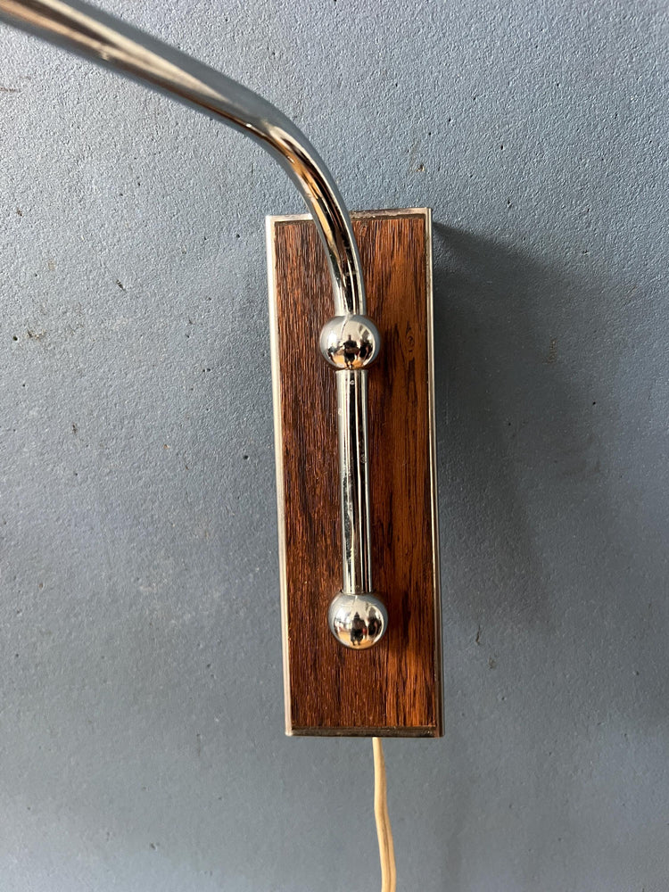 Mid Century Swing Arm Wall Lamp with Green Glass Shade