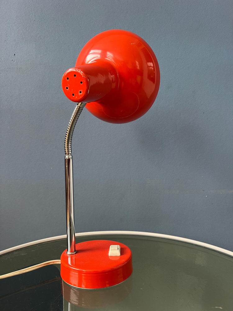 Small Mid Century Red Adjustable Desk Lamp