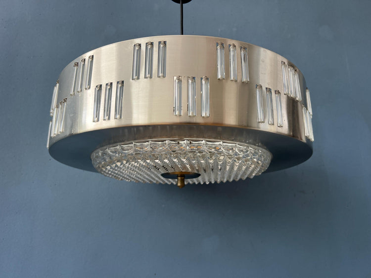 Mid Century UFO Pendant Lamp With Crystal Glass