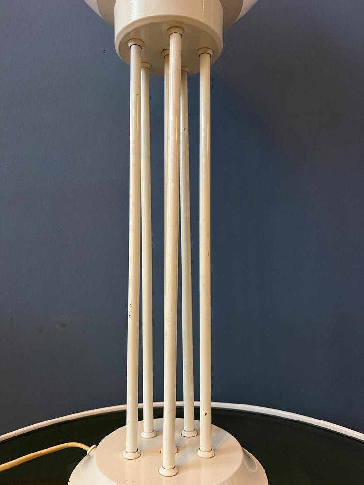 White Space Age Desk Lamp with Opaline Glass Shade by Woja Holland