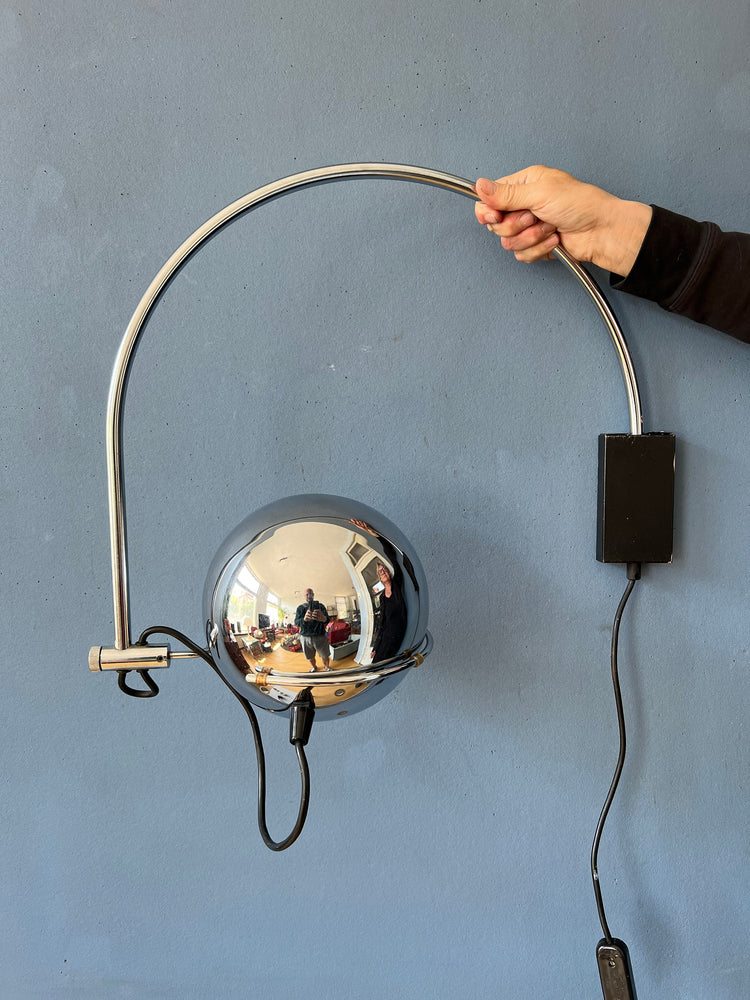 Chrome Eyeball Wall Lamp - Arc Wall Light - Mid Century Light Fixture - Space Age