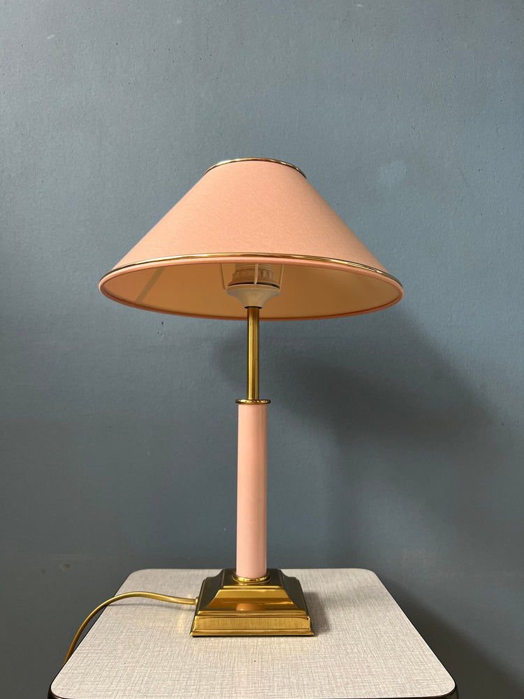 Pink and Gold Hollywood Regency Table Lamp