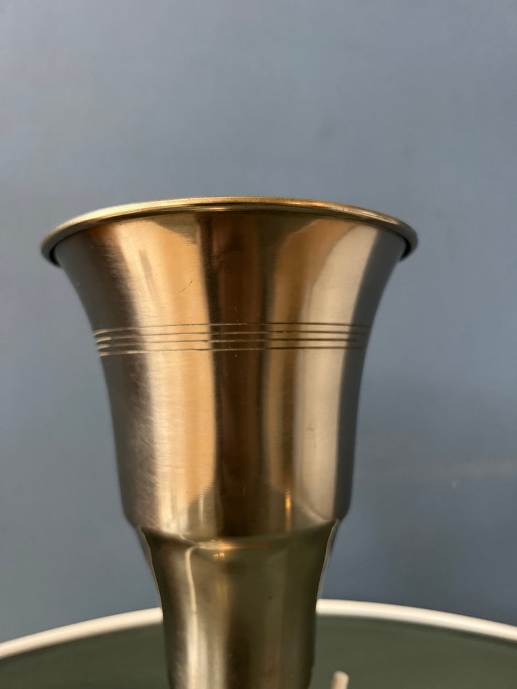 Metal Trumpet Uplighter 'Cup' Table Lamp in Silver Colour