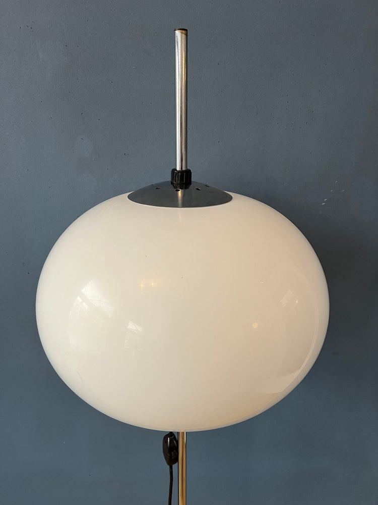 Mid Century Mushroom Floor Lamp with White Plexiglass Shade