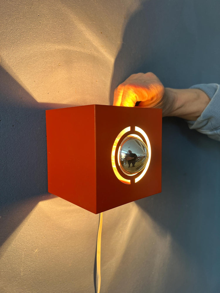 Vintage Orange Philips Space Age 'Cube' Mirror Wall Lamp