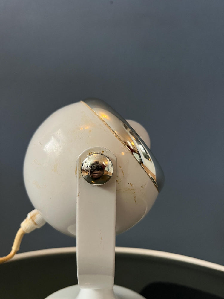 Mid Century Small White Space Age Eyeball Table Lamp