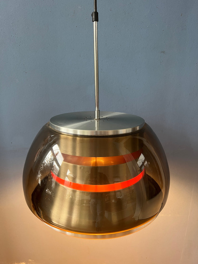 Mid century Space Age Smoked Glass Pendant Lamp