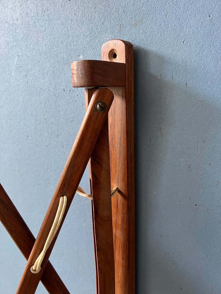 Mid Century Teak Wood Danish Wall Lamp with Glass Shade