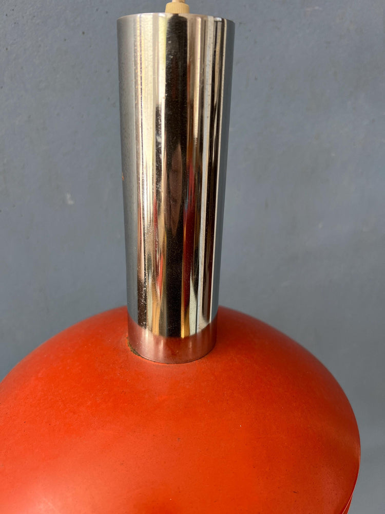 Small Red and Chrome Space Age Pendant Lamp