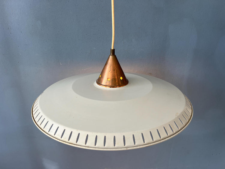Vintage Louis Kalff Enamel Opaline Glass Pendant Lamp