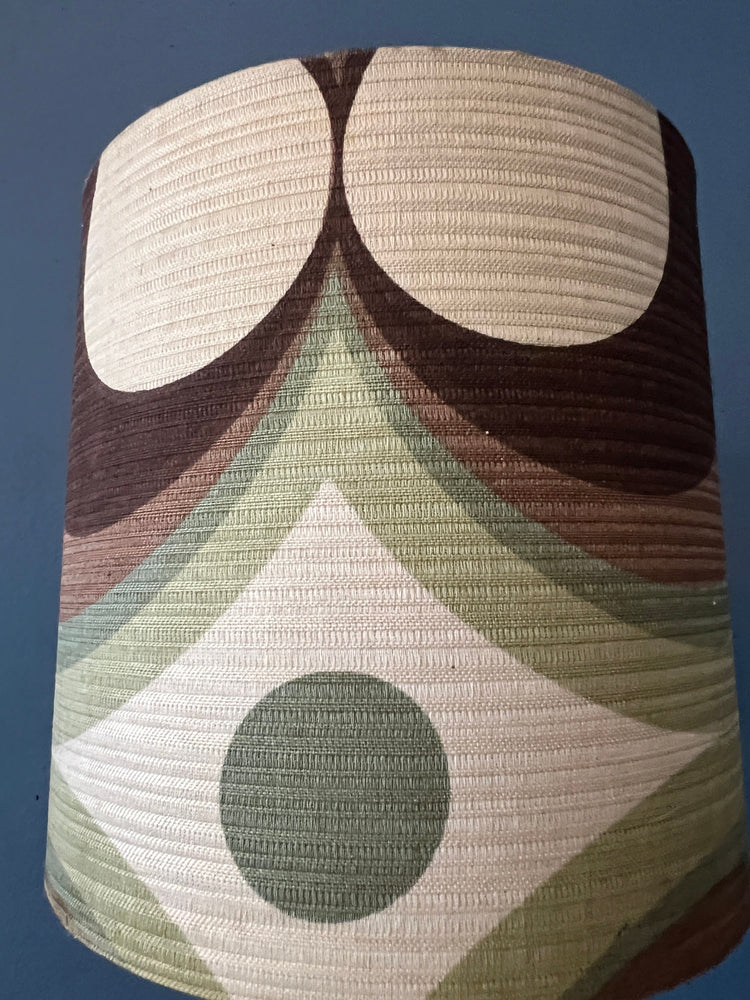 Mid Century Teak Wood Boomrang Wall Lamp with Green Patterned Shade