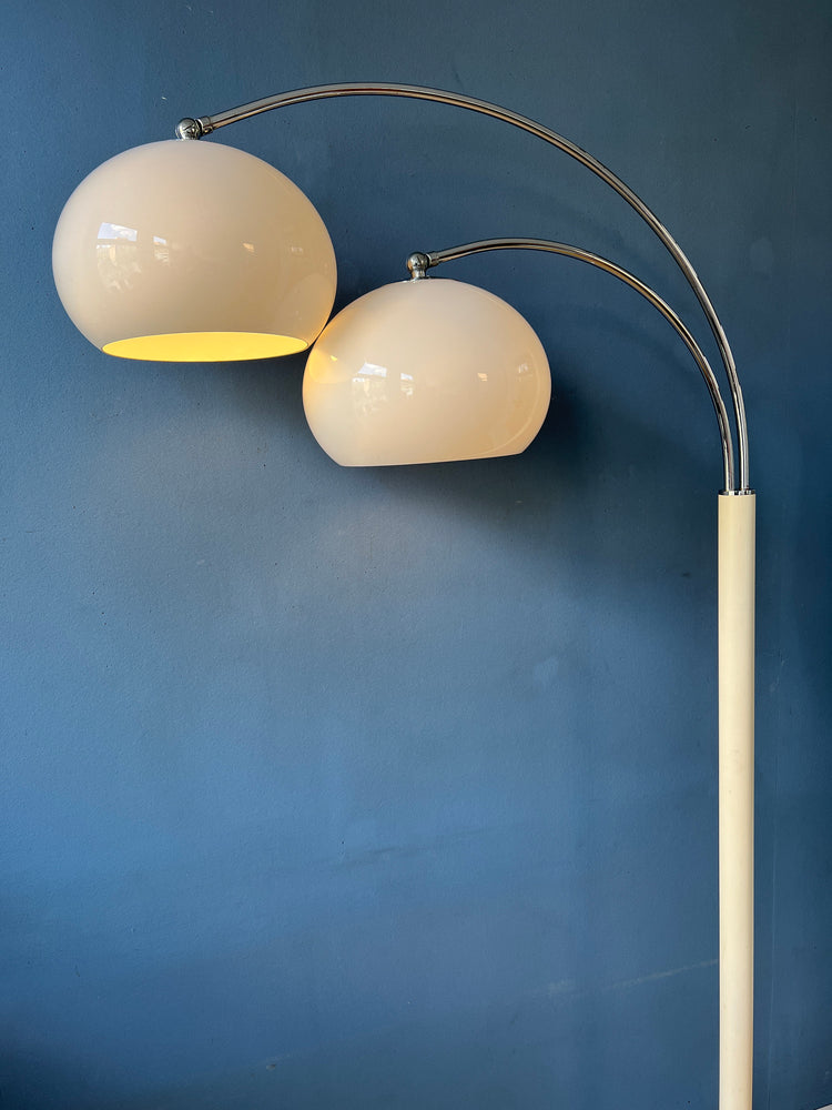 White Dijkstra Double Arc Space Age Mushroom Floor Lamp