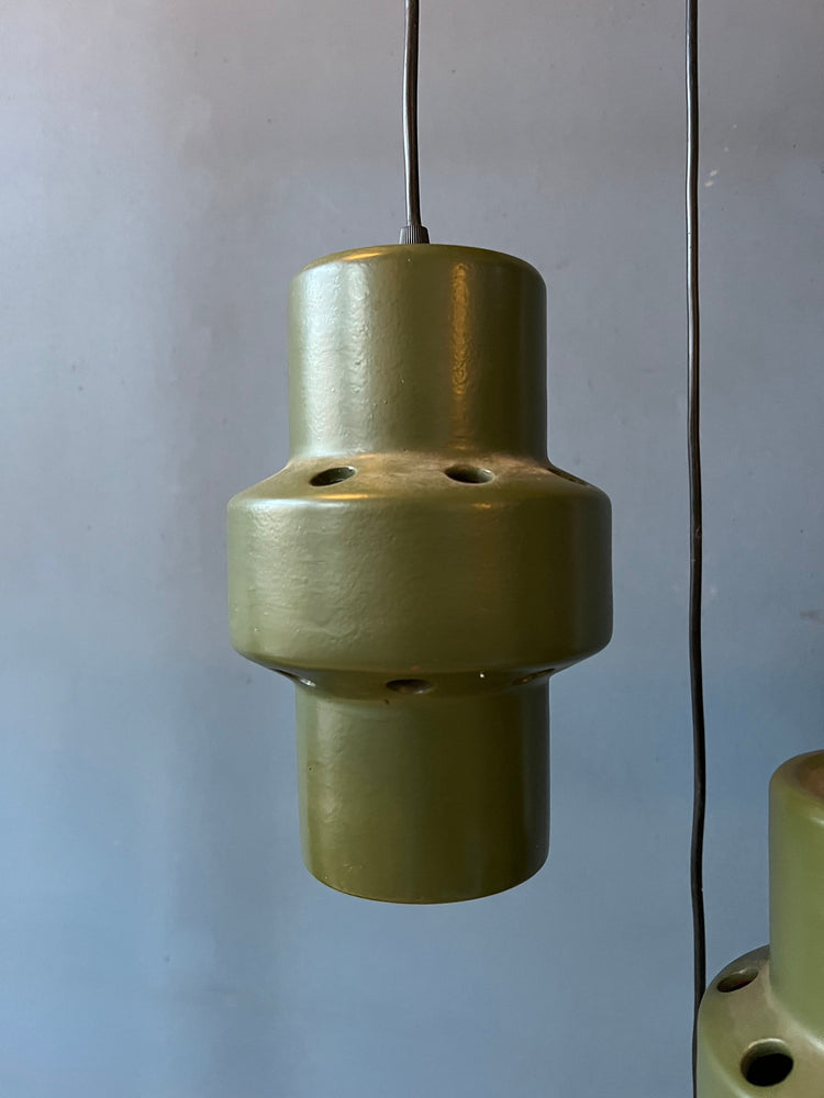Green West Germany Ceramic Cascade Chandelier Lamp