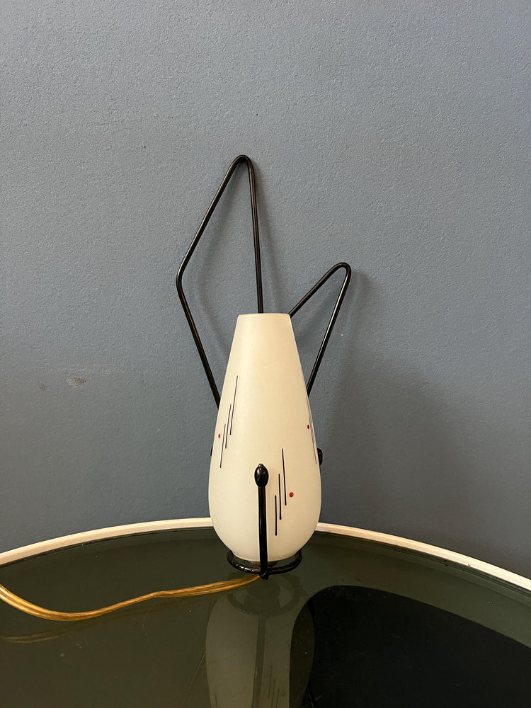 Mid Century Philips Opaline Glass Sconce Wall Lamp with Black Frame