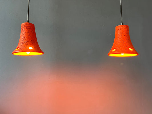 2 Orange Retro Ceramic Pendant Lamps