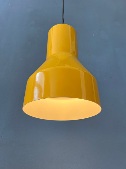Yellow Metal Industrial Shaped Space Age Pendant Light