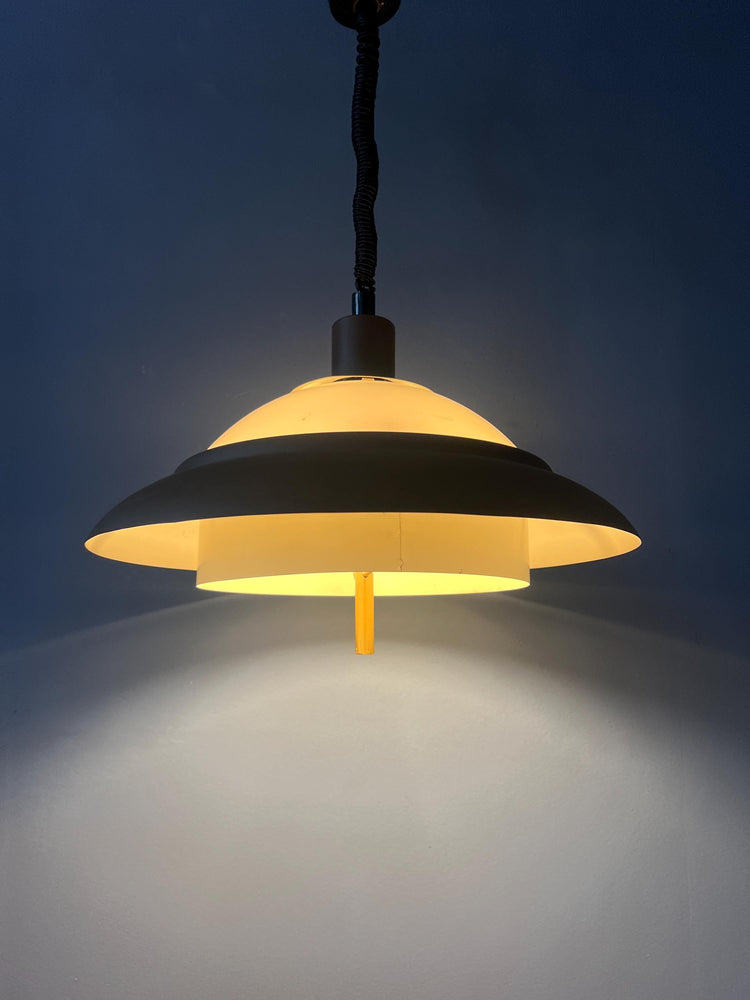 Brown and Beige Mid Century Dijkstra Space Age Pendant Lamp